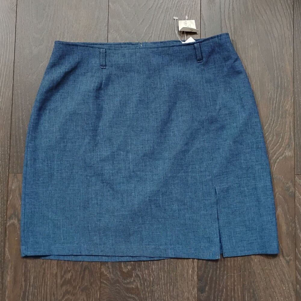 Vtg Fashion Bug Blue Pencil Skirt Womens 11/12 Side Pleat NEW